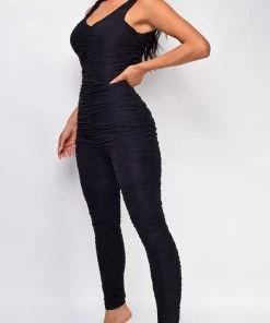 Emprada Jumpsuits & Rompers Kariya Black Ruched Jumpsuit