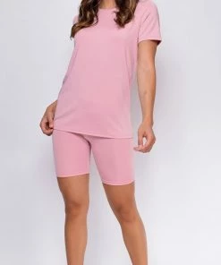 Emprada Loungewear Brisa Mauve Pink Biker Shorts Set