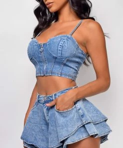 Emprada Sets Eva Blue Denim Flare Set