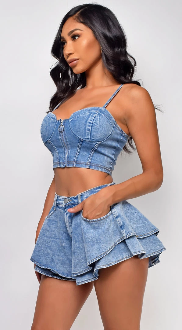 Emprada Sets Eva Blue Denim Flare Set 2 Emprada Sets Eva Blue Denim Flare Set