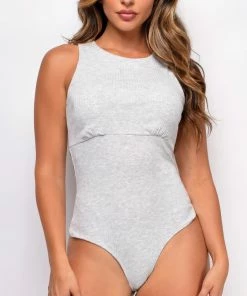 Emprada Aria Grey Tank Bodysuit Tops