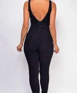 Emprada Jumpsuits & Rompers Kariya Black Ruched Jumpsuit