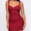 Emprada Ara Wine Red Ruched Dress