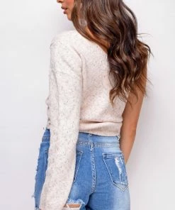 Emprada Chesney Beige One Shoulder Sweater Top Tops