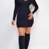 Emprada Meriah Black Cut Out Sweater Dress
