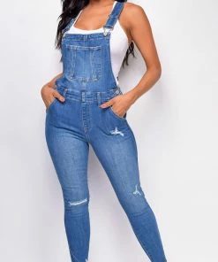 Emprada Sunday Blue Medium Denim Overalls Bottoms