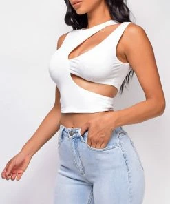 Emprada Davina White Cut Out Top