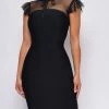Emprada Dresses Standards High Black Mesh Front Tie Bandage Dress