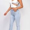 Emprada Hendrix Blue Light Wash Slit Hem Jeans Bottoms