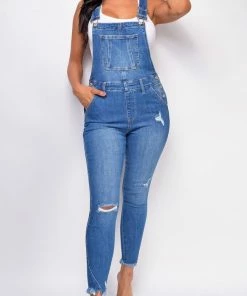 Emprada Sunday Blue Medium Denim Overalls Bottoms 7 Emprada Sunday Blue Medium Denim Overalls Bottoms