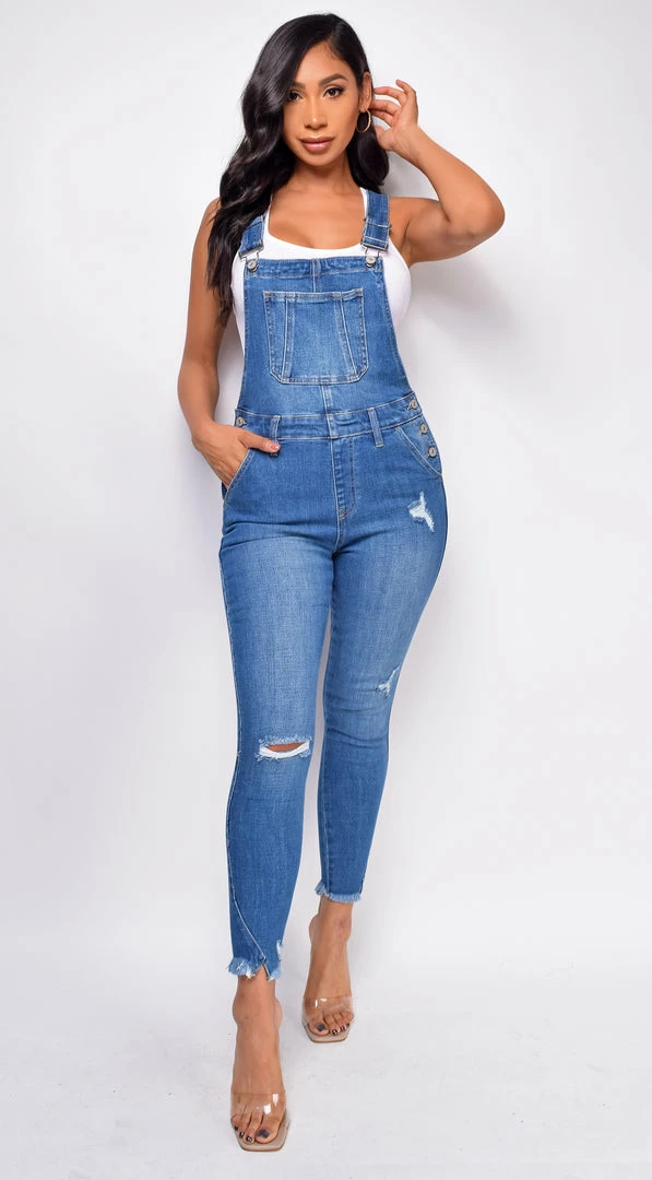 Emprada Sunday Blue Medium Denim Overalls Bottoms 4 Emprada Sunday Blue Medium Denim Overalls Bottoms