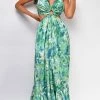 Emprada Peyton Green Floral Maxi Dress