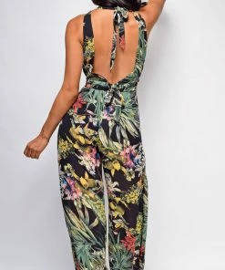 Emprada Celena Black Floral Wide Leg Jumpsuit
