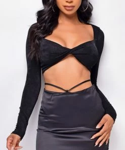 Emprada Madison Black Satin Skirt
