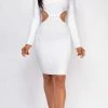 Emprada Kalanie White High Neck Bandage Dress Dresses