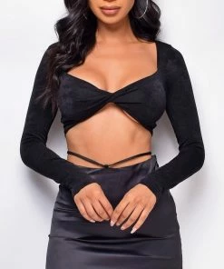 Emprada Madison Black Satin Skirt