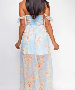 Emprada Faith Blue Floral Off Shoulder Maxi Dress Dresses 5 Emprada Faith Blue Floral Off Shoulder Maxi Dress Dresses
