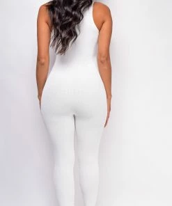 Emprada Jumpsuits & Rompers Lida White Gold Chain Lace Up Jumpsuit