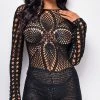 Emprada Jumpsuits & Rompers Estaa Black Crochet Lace Cover Up Romper