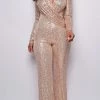 Emprada River Rose Gold Sequin Jumpsuit Jumpsuits & Rompers