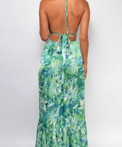 Emprada Peyton Green Floral Maxi Dress