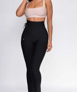 Emprada Hara Black High Waist Belted Bandage Pants Bottoms