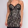 Emprada Brigitta Black Lace Mini Dress Dresses