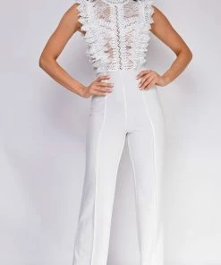 Emprada Jumpsuits & Rompers Vanna White Crochet Flared Leg Jumpsuit