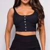 Emprada Tops Marseille Black Button Knitted Crop Top