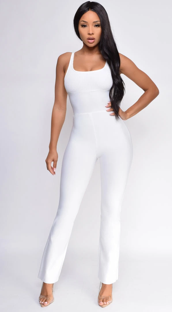 Emprada Laramie White Bandage Jumpsuit 1 Emprada Laramie White Bandage Jumpsuit