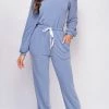 Emprada Isadora Blue Off Shoulder Long Sleeves Jumpsuit Loungewear