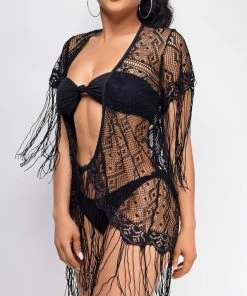 Emprada Ora Black Fringe Cover Up 11 Emprada Ora Black Fringe Cover Up