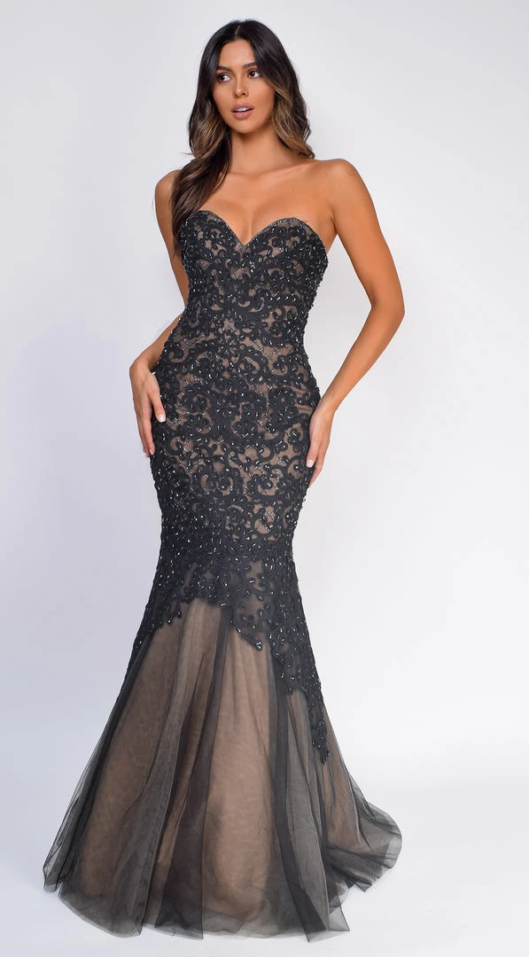 Emprada Miabella Black Nude Strapless Mermaid Gown 1 Emprada Miabella Black Nude Strapless Mermaid Gown