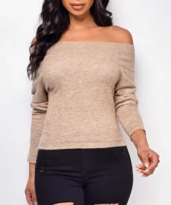 Emprada Aida Beige Off Shoulder Top