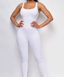 Emprada Jumpsuits & Rompers Jensen White Scoop Neck Jumpsuit