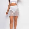 Emprada Bea White Jeweled Rhinestone Cover Up Skirt Skirts
