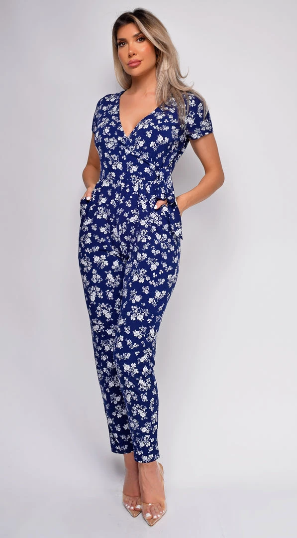 Emprada Konrad Blue Floral Print Jumpsuit Jumpsuits & Rompers 1 Emprada Konrad Blue Floral Print Jumpsuit Jumpsuits & Rompers