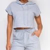 Emprada Chenille Grey Crop Hoodie And Short Set