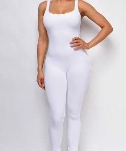 Emprada Jumpsuits & Rompers Jensen White Scoop Neck Jumpsuit