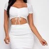 Emprada Avalon White Ruched Top & Skirt Set Dresses