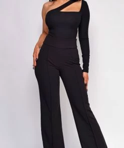 Emprada Ellery Black High Waist Flare Pants Bottoms