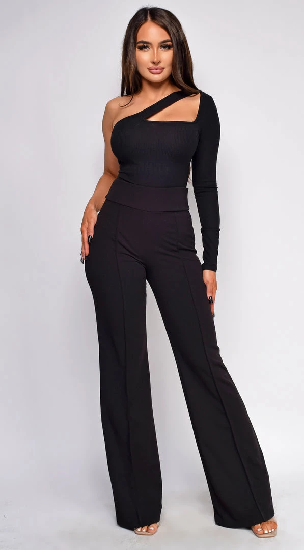 Emprada Ellery Black High Waist Flare Pants Bottoms 1 Emprada Ellery Black High Waist Flare Pants Bottoms