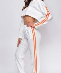 Emprada Over Your Head Neon Orange Cropped Hoodie And Joggers Set Loungewear