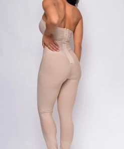 Emprada Emmi Nude Waist Cinching Halter Bandage Jumpsuit Jumpsuits & Rompers