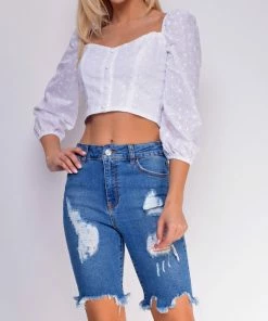 Emprada Sweet Vibes White Puff Sleeve Top