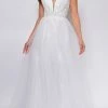 Emprada Brighton Off-White A-Line Layered Tulle Beaded Applique Bridal Gown Dresses