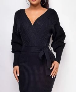 Emprada Maia Black Sweater Dress Dresses
