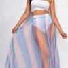 Emprada Formal Dresses Malachi Purple Mutli Color Pleated Sheer Maxi Cover-up Skirt