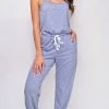 Emprada Alma Blue Sleeveless Drawstring Side Pocket Jumpsuit