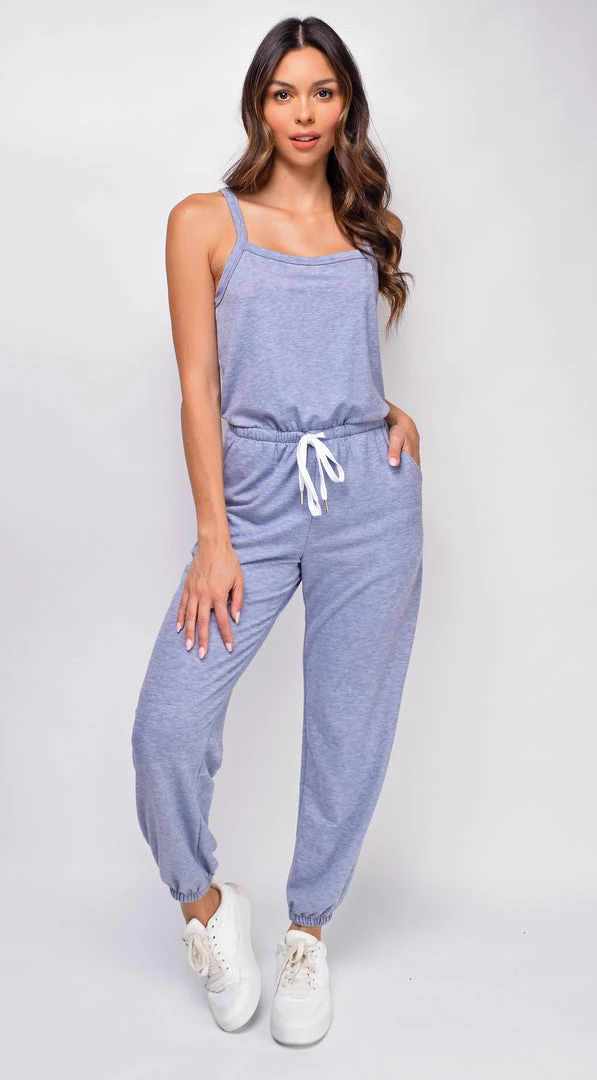 Emprada Alma Blue Sleeveless Drawstring Side Pocket Jumpsuit 1 Emprada Alma Blue Sleeveless Drawstring Side Pocket Jumpsuit